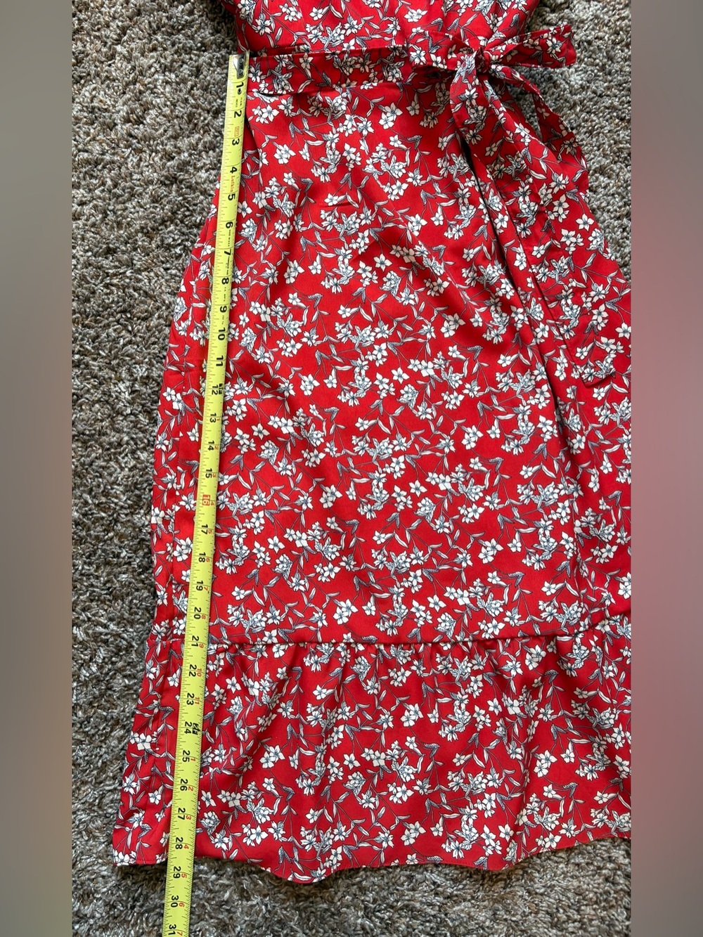 Banana Republic Red Floral Ruffle Midi Dress Size 10 - Picture 5 of 7